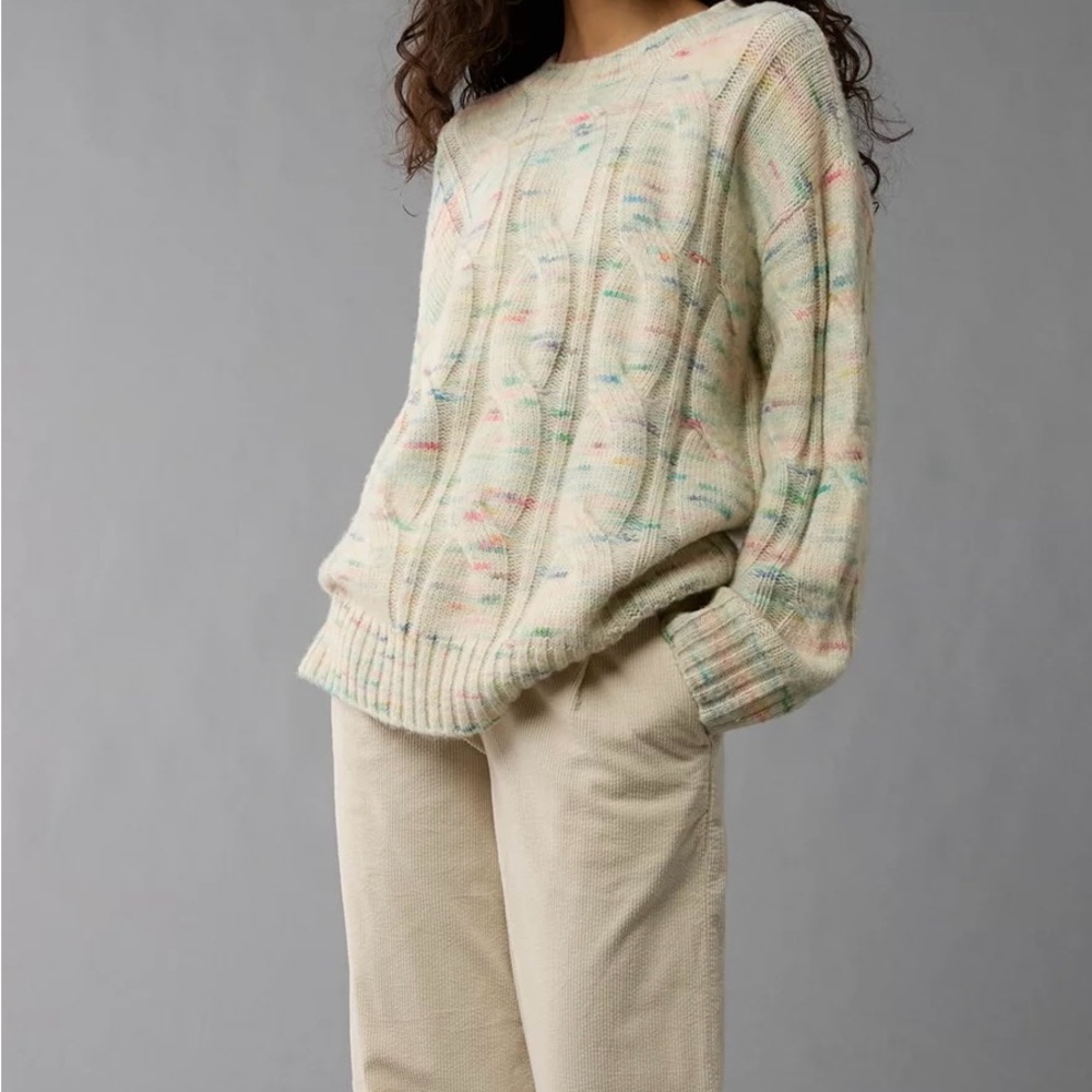 Whoa So Cozy Multicolor Cable Knit Sweater